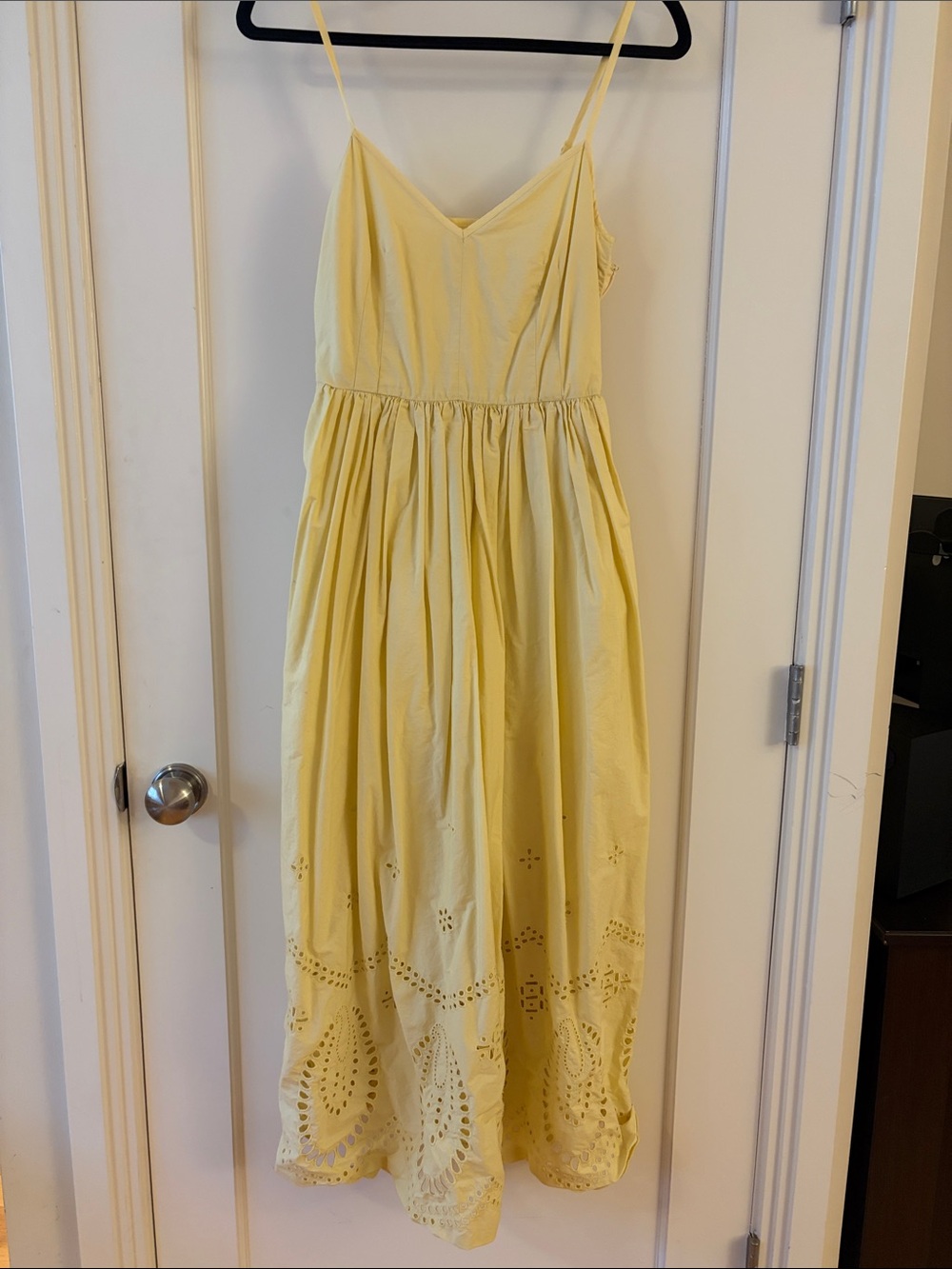 Club Monaco Pale Yellow Eyelet Maxi Dress